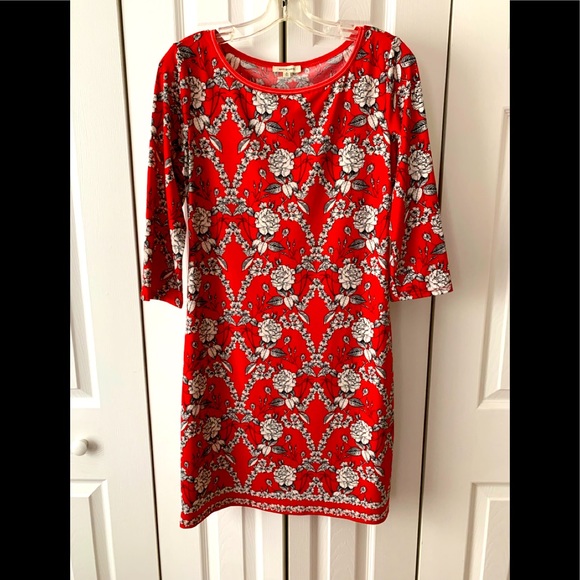 Max Studio Red Floral Sheath Dress Casual Travel Collegiate - Sz S.   EUC! - Picture 3 of 12